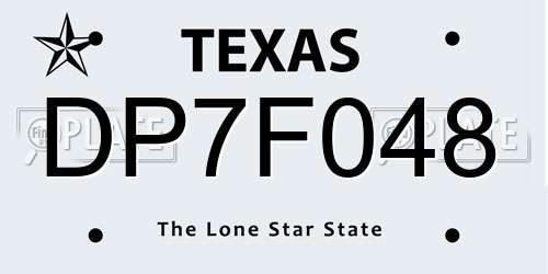 DP7F048 Texas License Plate