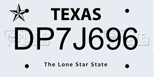 DP7J696 Texas License Plate