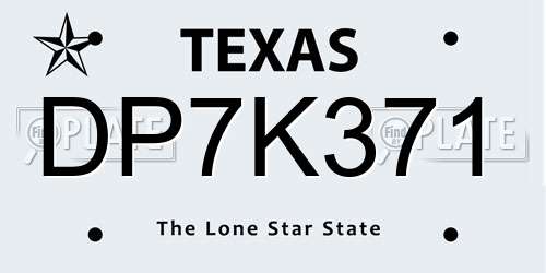 DP7K371 Texas License Plate