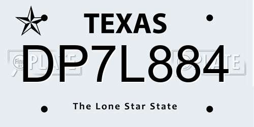 DP7L884 Texas License Plate