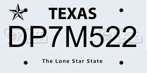 DP7M522 Texas License Plate