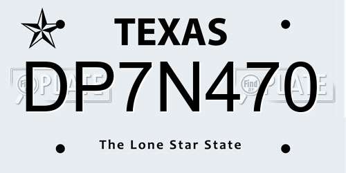 DP7N470 Texas License Plate