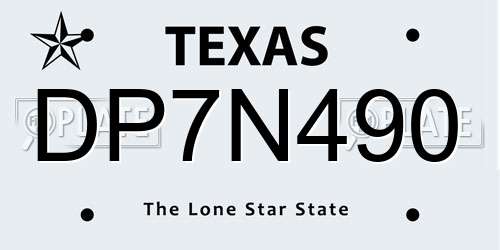 DP7N490 Texas License Plate
