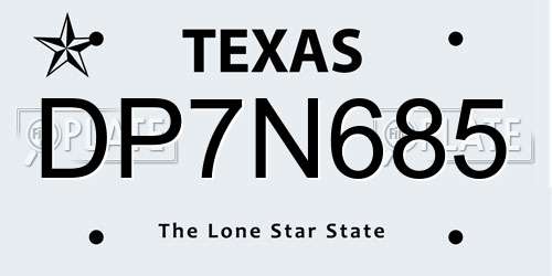 DP7N685 Texas License Plate