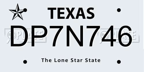 DP7N746 Texas License Plate