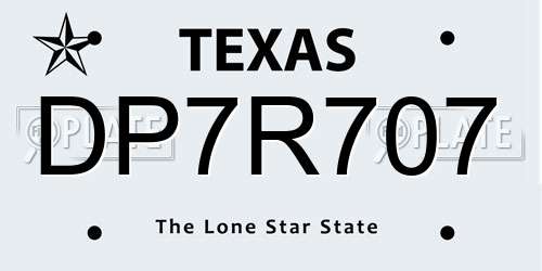 DP7R707 Texas License Plate