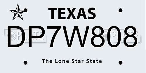 DP7W808 Texas License Plate