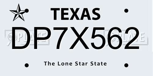 DP7X562 Texas License Plate