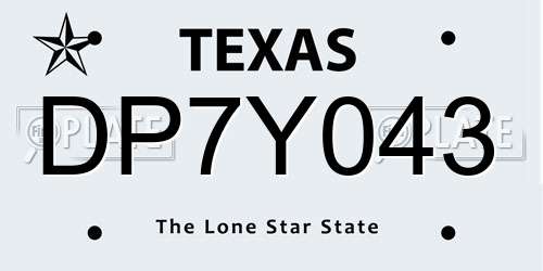 DP7Y043 Texas License Plate