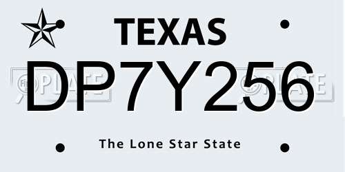 DP7Y256 Texas License Plate