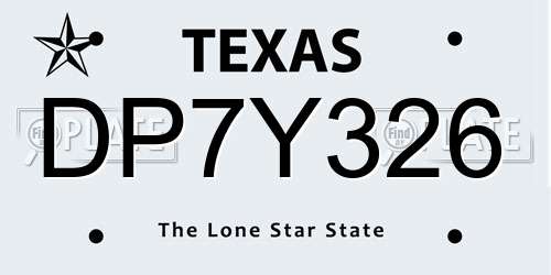 DP7Y326 Texas License Plate