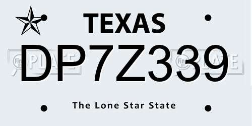 DP7Z339 Texas License Plate