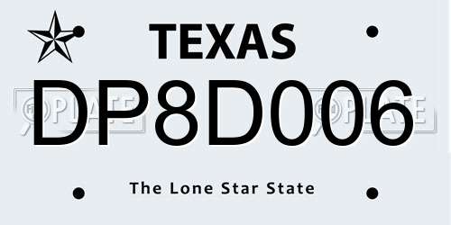 DP8D006 Texas License Plate