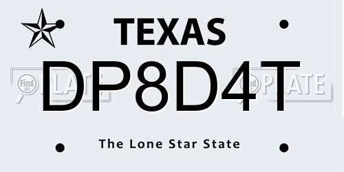DP8D4T Texas License Plate