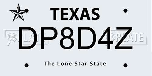 DP8D4Z Texas License Plate