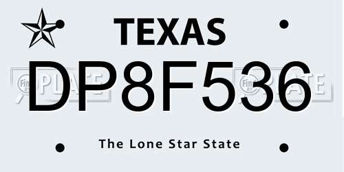 DP8F536 Texas License Plate