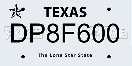DP8F600 Texas License Plate