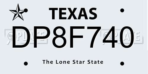 DP8F740 Texas License Plate