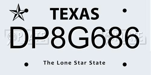 DP8G686 Texas License Plate
