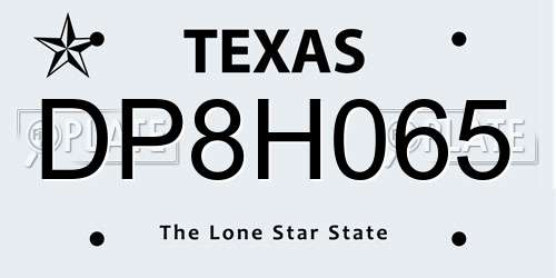 DP8H065 Texas License Plate