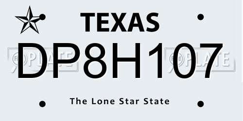 DP8H107 Texas License Plate