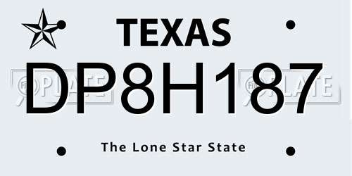 DP8H187 Texas License Plate