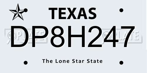 DP8H247 Texas License Plate