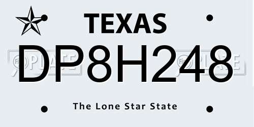 DP8H248 Texas License Plate