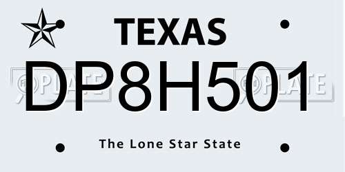 DP8H501 Texas License Plate