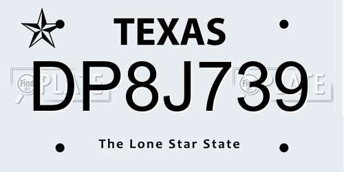 DP8J739 Texas License Plate