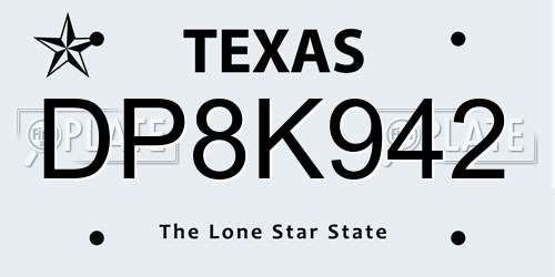 DP8K942 Texas License Plate