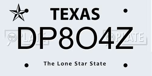 DP8O4Z Texas License Plate