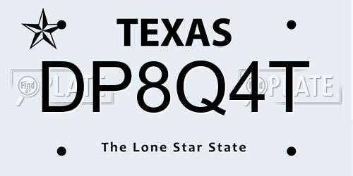 DP8Q4T Texas License Plate