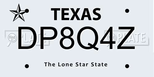 DP8Q4Z Texas License Plate