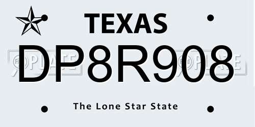 DP8R908 Texas License Plate