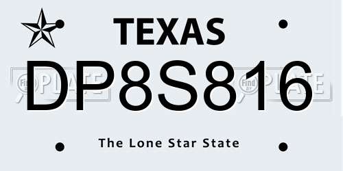 DP8S816 Texas License Plate