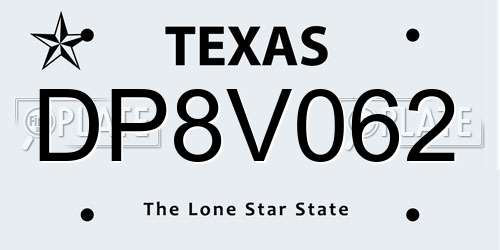 DP8V062 Texas License Plate