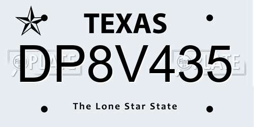 DP8V435 Texas License Plate