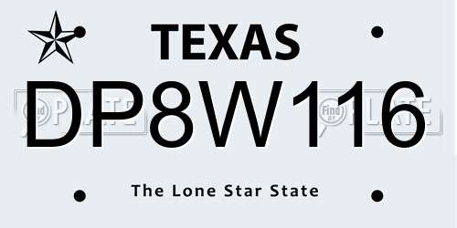 DP8W116 Texas License Plate
