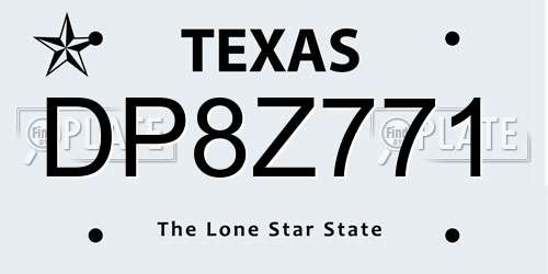 DP8Z771 Texas License Plate
