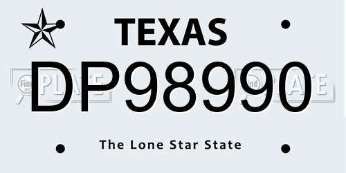 DP98990 Texas License Plate