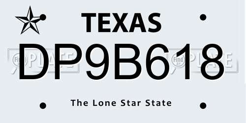DP9B618 Texas License Plate