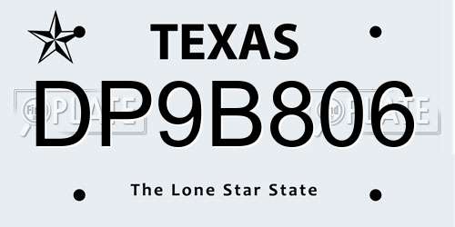 DP9B806 Texas License Plate