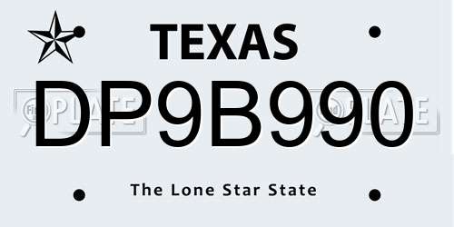 DP9B990 Texas License Plate