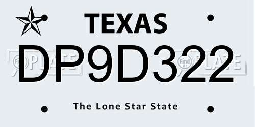DP9D322 Texas License Plate