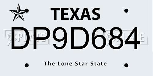 DP9D684 Texas License Plate