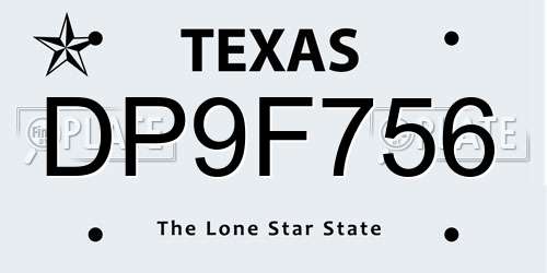 DP9F756 Texas License Plate