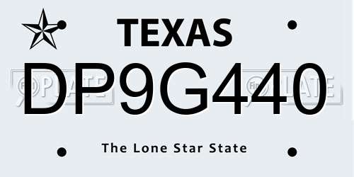 DP9G440 Texas License Plate