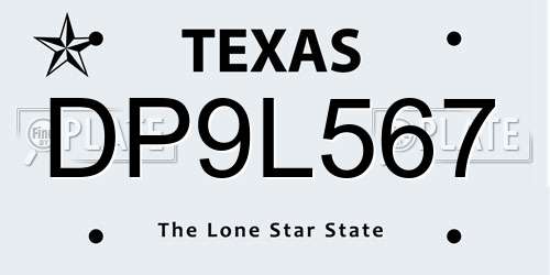 DP9L567 Texas License Plate