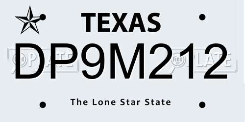 DP9M212 Texas License Plate